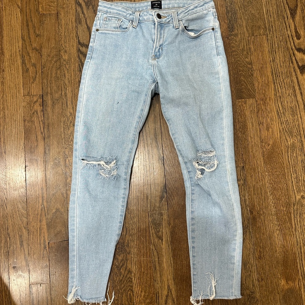 Just Black Light Blue Distressed Skinny Jeans
